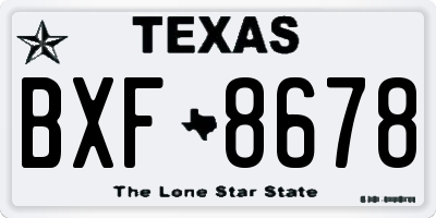 TX license plate BXF8678