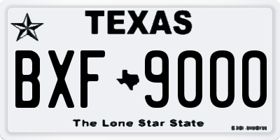 TX license plate BXF9000