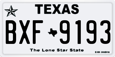 TX license plate BXF9193