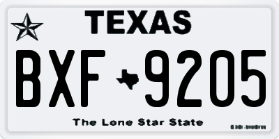 TX license plate BXF9205