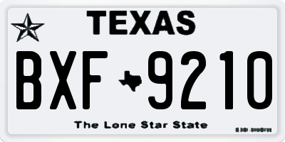 TX license plate BXF9210