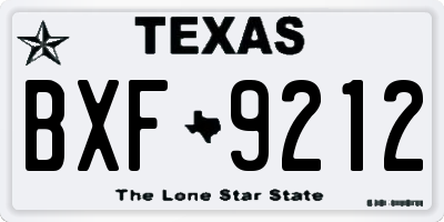 TX license plate BXF9212