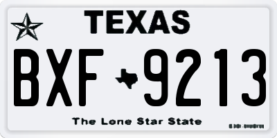 TX license plate BXF9213