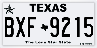 TX license plate BXF9215