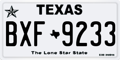 TX license plate BXF9233