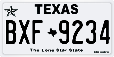 TX license plate BXF9234
