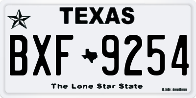 TX license plate BXF9254