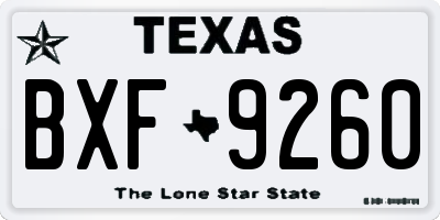 TX license plate BXF9260
