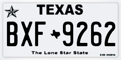 TX license plate BXF9262