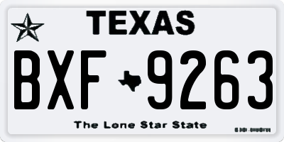 TX license plate BXF9263