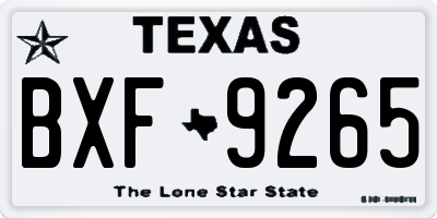 TX license plate BXF9265