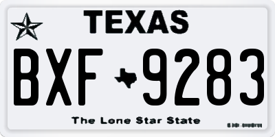 TX license plate BXF9283