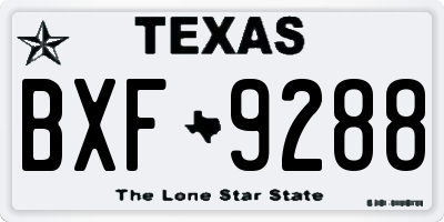 TX license plate BXF9288