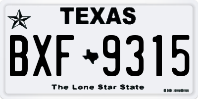TX license plate BXF9315