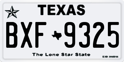 TX license plate BXF9325