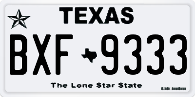 TX license plate BXF9333