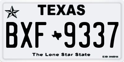 TX license plate BXF9337