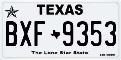 TX license plate BXF9353
