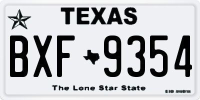 TX license plate BXF9354