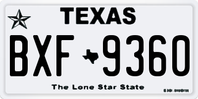 TX license plate BXF9360