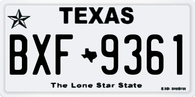 TX license plate BXF9361