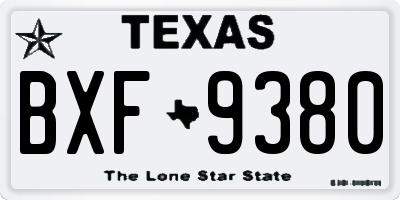 TX license plate BXF9380