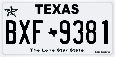 TX license plate BXF9381