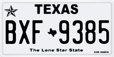 TX license plate BXF9385