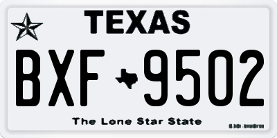 TX license plate BXF9502