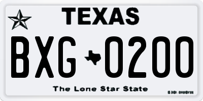 TX license plate BXG0200