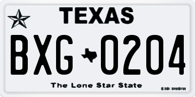 TX license plate BXG0204
