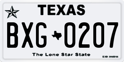 TX license plate BXG0207