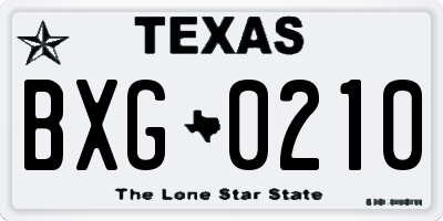 TX license plate BXG0210