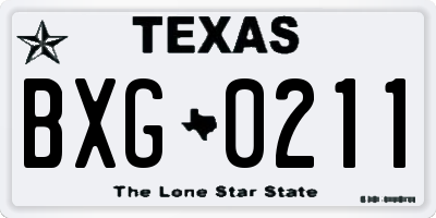 TX license plate BXG0211
