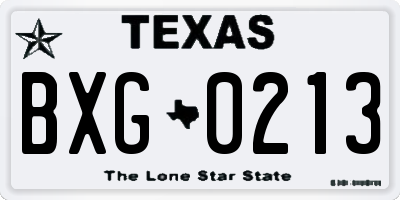 TX license plate BXG0213