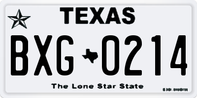 TX license plate BXG0214
