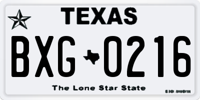 TX license plate BXG0216
