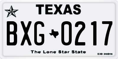 TX license plate BXG0217