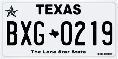 TX license plate BXG0219