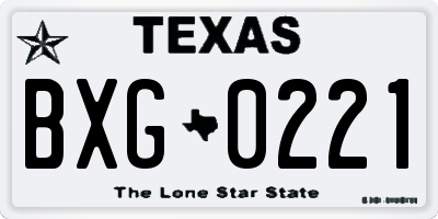 TX license plate BXG0221
