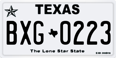 TX license plate BXG0223