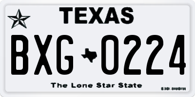 TX license plate BXG0224