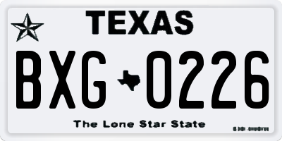 TX license plate BXG0226