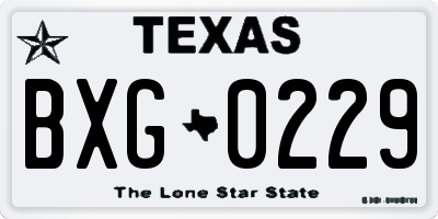 TX license plate BXG0229