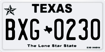TX license plate BXG0230