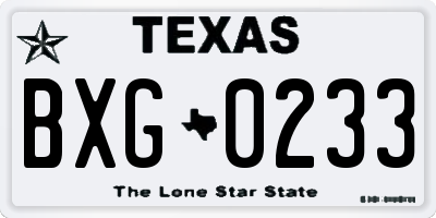 TX license plate BXG0233