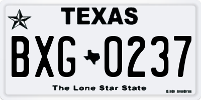 TX license plate BXG0237