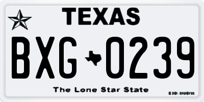 TX license plate BXG0239