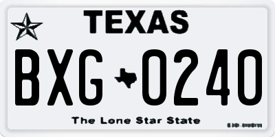 TX license plate BXG0240