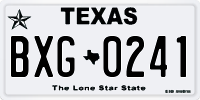 TX license plate BXG0241